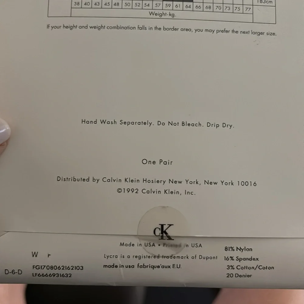 Calvin Klein vintage sheer control top hosiery size large dark brown formal